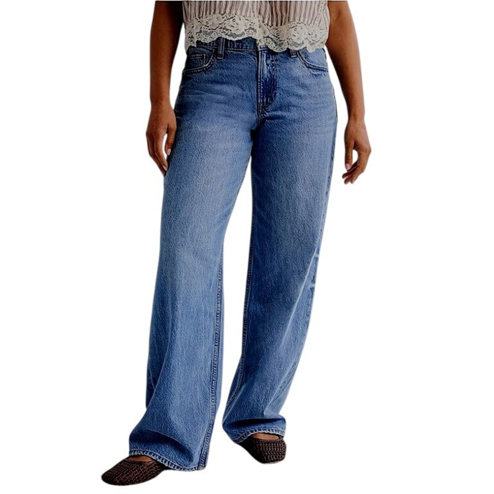Abercrombie & Fitch The Ultra Loose Low Rise Curve Love Jeans 31 Long Blue EUC